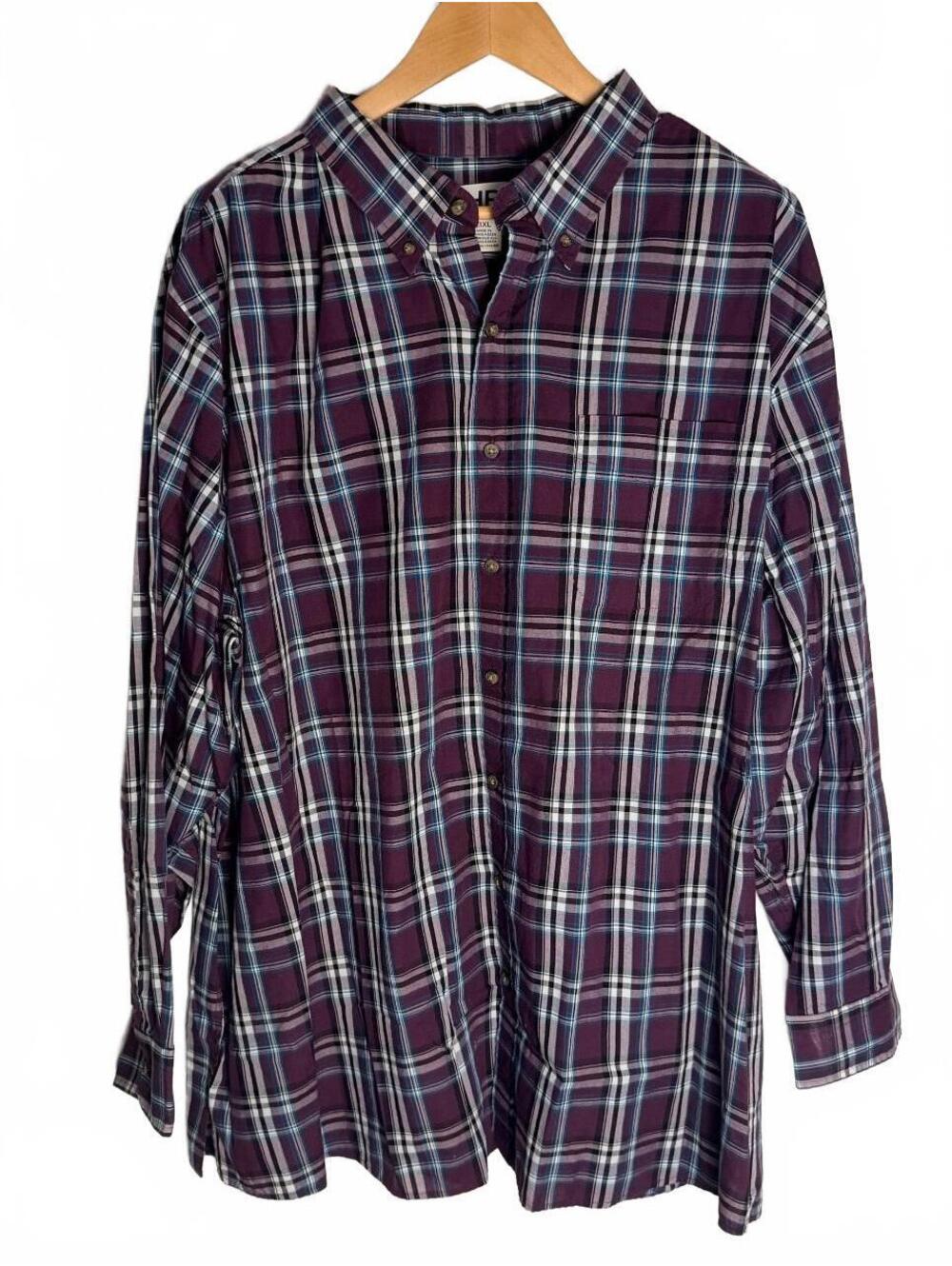 HB Men's 3XL Purple Plaid Button-Up Shirt - Picture 3 of 5